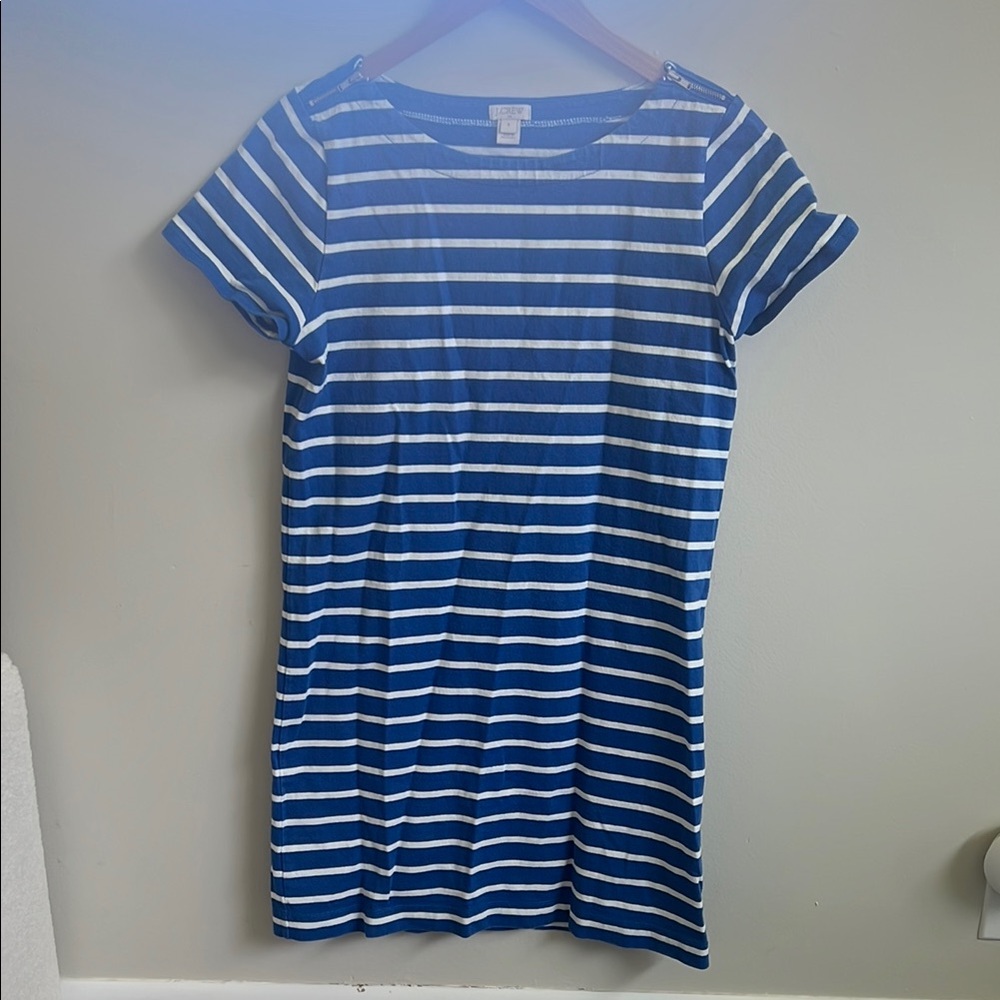 J. Crew Blue and White Sheath Mini Dress